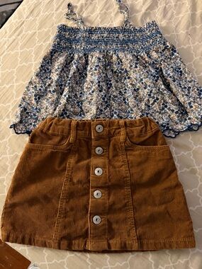 OshKosh B'gosh Rust Corduroy Skirt with Floral Lining